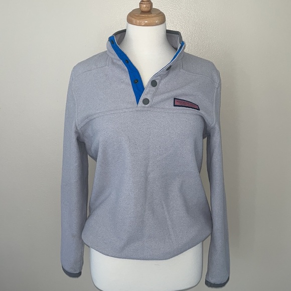Vineyard Vines Grey fleece pullover with snaps - Picture 2 of 9